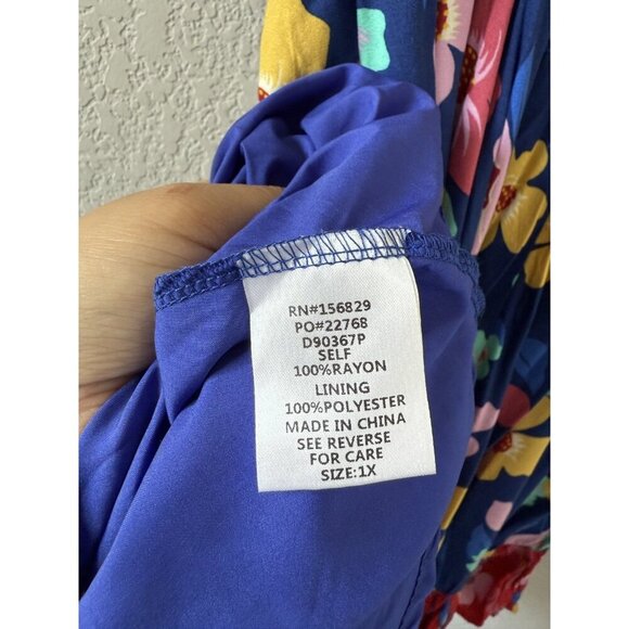 White Birch Black Label Colorful Multicolor Floral Ruffle Mini Dress Beachy 1x - Picture 9 of 9